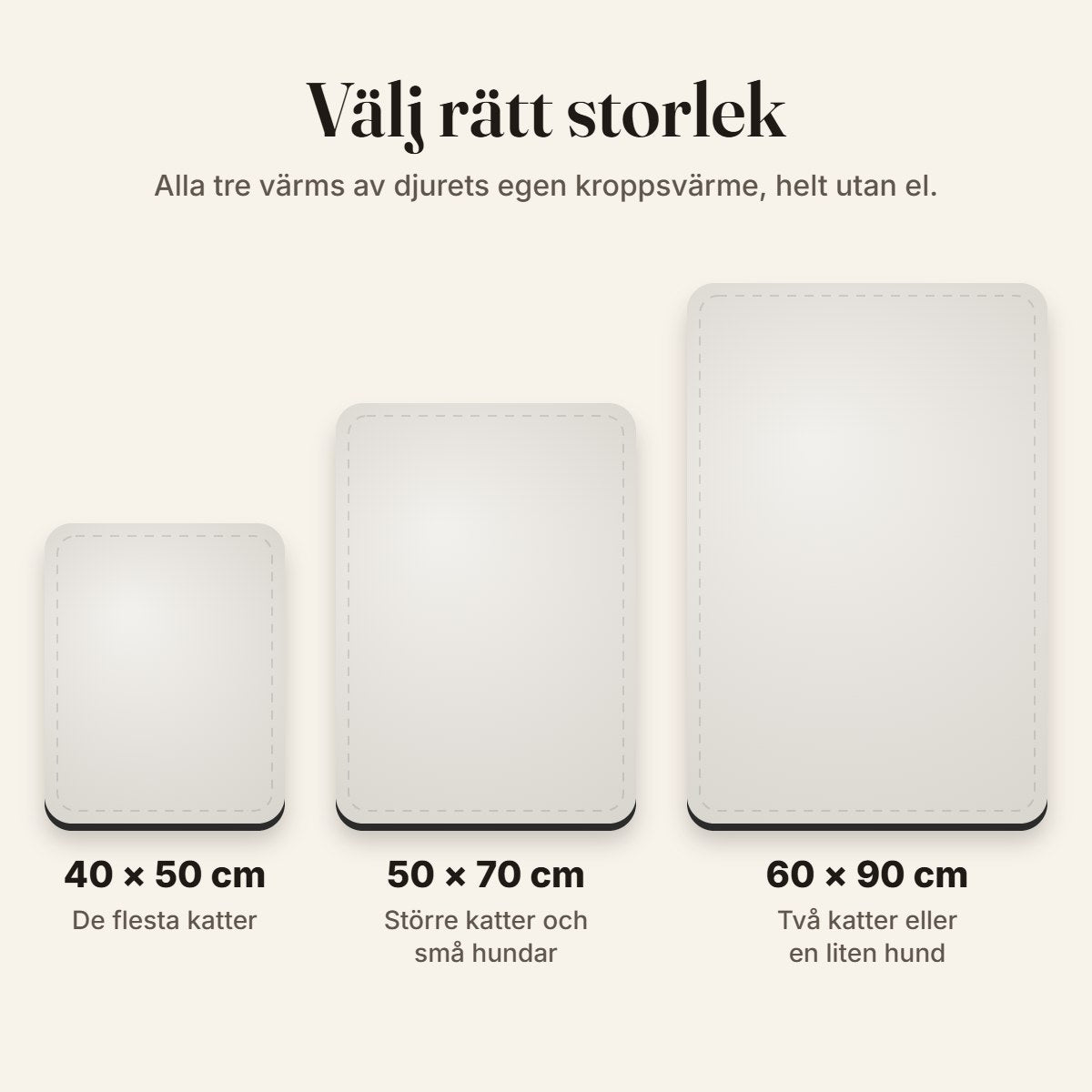 Storleksguide: 40 × 50, 50 × 70 och 60 × 90 cm